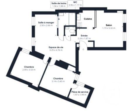 Appartement F4 à vendre  4 pièces - 72,77 m2 PARIS - 75018