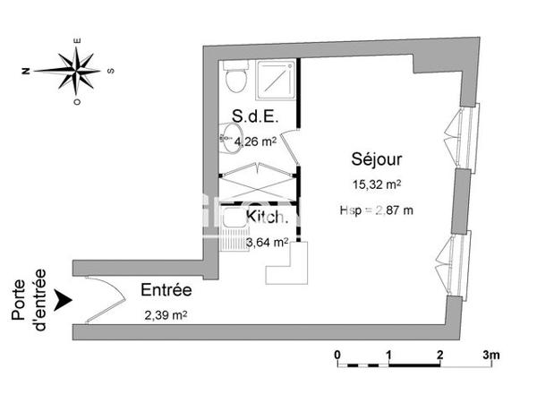 Location Studio 25.32 m² - 5 RUE MONTBAZON Bordeaux 33000