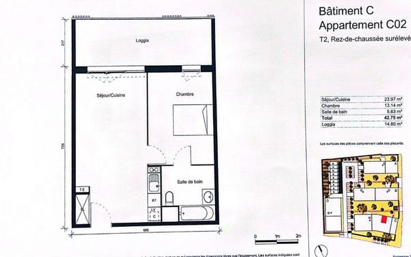 Appartement à vendre    2 pièces • 42,86 m2 Cugnaux