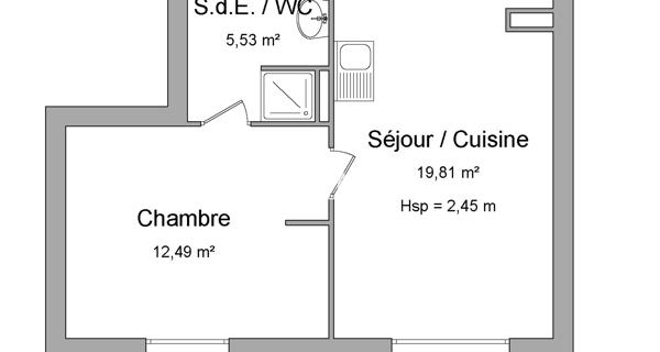 Location Appartement 2 pièces 38.05 m² - Saint-brieuc 22000