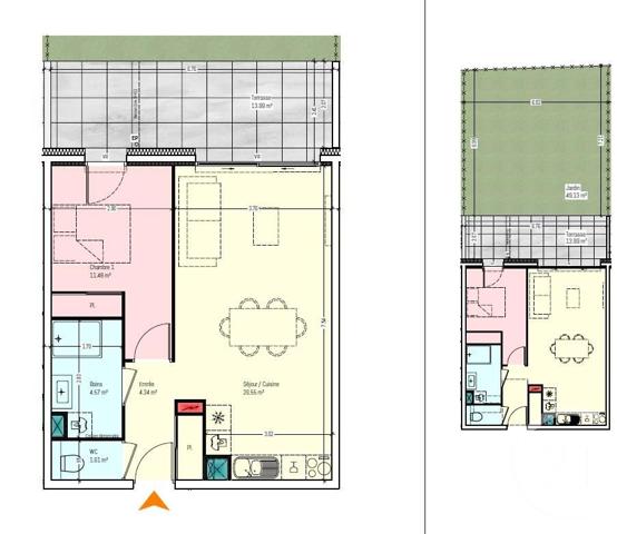 appartement à vendre  2 pièces - 48,55 m2 CHAMBERY - 73