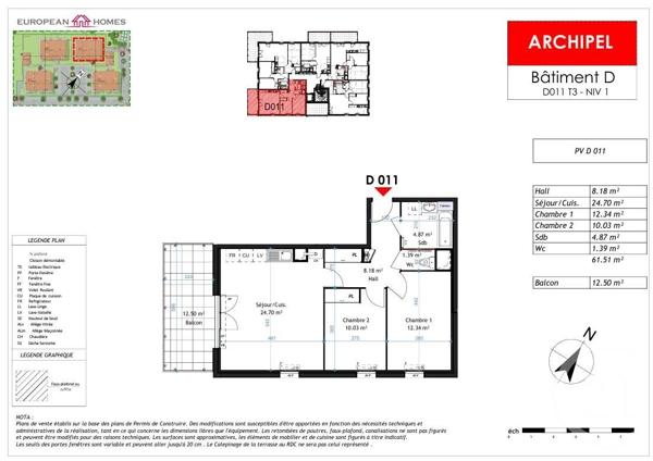 Appartement à vendre  3 pièces - 61,51 m2 LA VERPILLIERE - 38