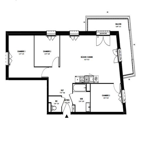 Appartement neuf T4 à Dugny
