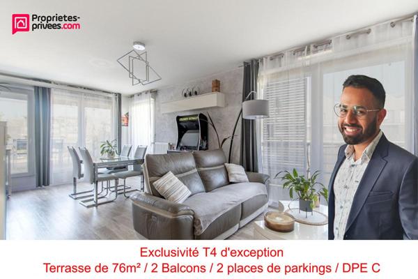 Appartement F4 84m² avec terrasse de 76m² et 2 balcons