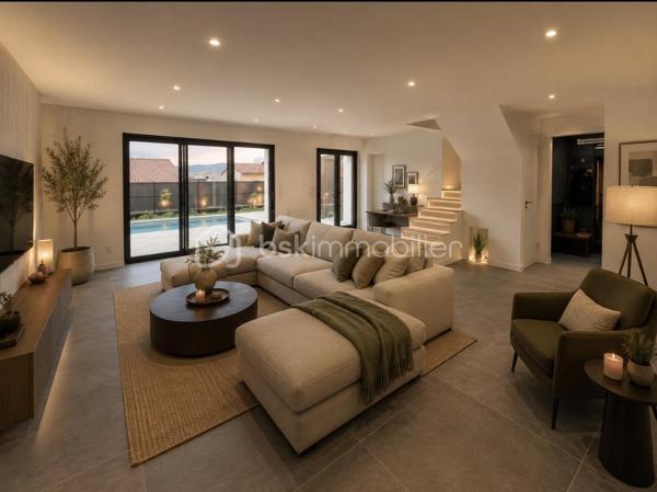 Montélimar - Découvrez cette somptueuse villa moderne neuve située dans un secteur prisé offrant calme, tranquillité et commodités à proximité immédiate. 
Parfait pour les familles recherchant un espace de vie à la fois contemporain et apaisant.

Avec ses 150 m² habitables, ce bien propose une pièce à vivre de 70m2 environ avec cuisine ouverte à l'américaine, 5 chambres spacieuses dont une suite parentale au rez-de-chaussée, 2 salle d'eau et 2 toilettes indépendants.
La lumière naturelle baigne les espaces intérieurs grâce à ses orientations Sud, Est et Ouest, et la vue dégagée sans vis à vis ajoute un charme indéniable.

Profitez d'un séjour confortable à proximité d'une cuisine à l’américaine et appréciez le luxe des espaces bien agencés avec des matériaux de qualité. 

A l'extérieur, offrez-vous des moments de détente en famille autour de la piscine et de sa vaste terrasse.

Pour votre confort, la maison propose un dispositif technologique à la pointe avec un système de double chauffage / climatisation (sol +gainable)  où vous profiterez également d'un garage entièrement carrelé et chauffé de 22m2 environ avec espace buanderie.

Bien rare sur le marché !!!

Contactez moi sans attendre pour organiser une visite au 07.63.17.42.09