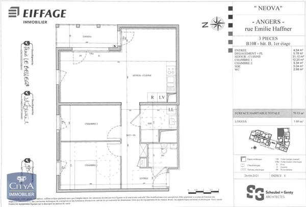 Appartement à louer 3 pièces 70.53m² Angers (49000)