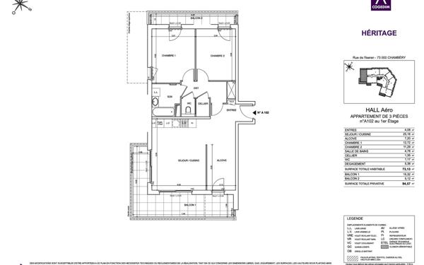 Appartement à louer    3 pièces • 73,13 m2 Chambéry