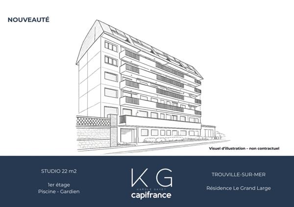 Trouville-sur-Mer, studio à vendre 22m2, idéal investisseur, résidence Le Grand Large rue général de gaulle proche centre ville