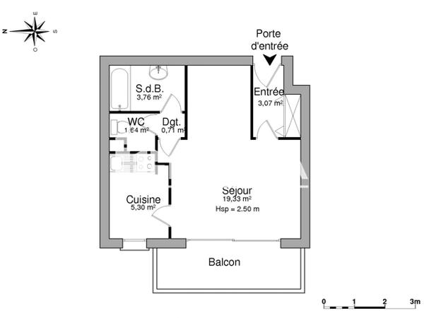 Location Studio 33.81 m² - 60 RUE MONSEIGNEUR TREHIOU Vannes 56000