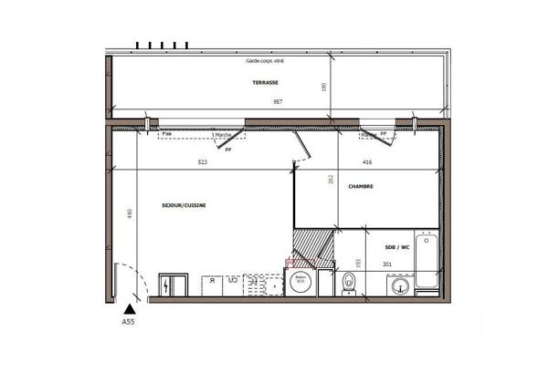 Appartement T2 à vendre  2 pièces - 43,66 m 2   BEZIERS  - 34