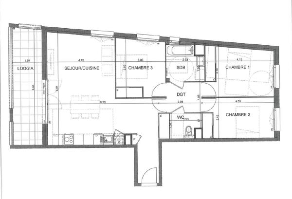 Achat appartement près de BOURGOIN JALLIEU - 4 pièce(s) - 83 m² - 287 140 €