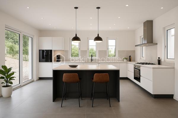 Maison exceptionnelle vue panoramique, d’une superficie de 144 m², sur sous-sol de 56 m² édifié sur terrain de 410 m² arboré et paysagé, RT 2020, 4 chambres, une salle d'eau, une salle de bain, 2 wc séparés.
Maison d’Architecte Contemporaine – Un Coup de Cœur à Découvrir ! vue panoramique, d’une superficie de 144 m² au sol, sur sous-sol de 56 m² édifié sur terrain de 410 m² arboré et paysagé, RT 2020, 4 chambres, une salle d'eau, une salle de bain, 2 wc séparés.
Bienvenue dans cette magnifique maison d’architecte, pensée pour allier esthétique, confort moderne et qualité de vie. Dès les premiers instants, vous serez séduit par ses volumes généreux, sa luminosité exceptionnelle et ses prestations haut de gamme. Entièrement meublée et équipée (liste sur demande), elle est prête à vous accueillir, clé en main.
Au rez-de-chaussée, une pièce de vie spectaculaire de 62 m² vous invite à la convivialité. La cuisine ouverte, aménagée avec soin, s’ouvre sur deux grandes terrasses : l’une à l’avant (17 m² sur pilotis), l’autre à l’arrière (40 m² sur dalle béton armé et pavés en grès), idéales pour vos repas en plein air, vos moments de détente ou vos soirées entre amis.
La suite parentale de 24 m² est un véritable cocon, avec placard intégré, salle de bain élégante avec meuble double vasque, et WC séparé.
À l’étage, l’espace nuit se compose de trois belles chambres, d’un palier avec rangements, d’une salle d’eau moderne avec douche à l’italienne, meuble vasque, et d’un second WC indépendant.
Le sous-sol de 56 m², en parpaing banché et béton armé, offre de nombreuses possibilités : atelier, salle de sport, espace de rangement…
Des prestations qui font la différence :
Chauffage mixte : radiateurs électriques connectés ACOVA + poêle à bois pour une ambiance chaleureuse
Sèche-serviettes dans les pièces d’eau
Menuiseries MILLET en double vitrage avec volets roulants électriques connectés
Chauffe-eau thermodynamique 300 L
Cuisine et meubles sur mesure
Enduit extérieur monocouche
Raccordement au tout-à-l’égout, eaux pluviales séparées
Garantie décennale, biennale et de parfait achèvement : comme une maison neuve, elle vous offre une tranquillité d’esprit rare. Chaque détail a été pensé pour votre confort et votre bien-être, avec des matériaux de qualité et des finitions impeccable.
Il y a tant à dire sur cette maison… mais rien ne vaut une visite pour en tomber amoureux !
Contactez-moi 7J/7 pour organiser une visite et vous accompagner dans votre projet. Cette maison n’attend plus que vous !
