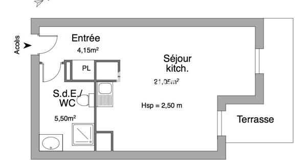 Location Studio 30.7 m² - Marseille 13010