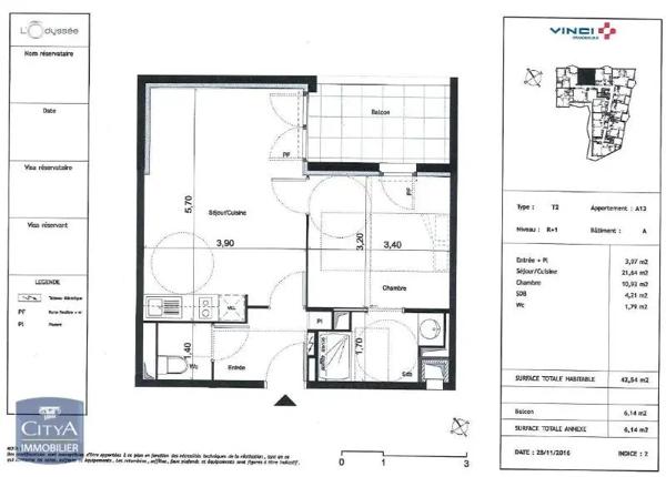 Appartement à louer 2 pièces 42.54m² Toulouse (31300)