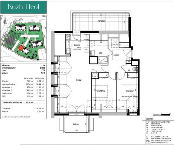 Appartement à vendre 3 pièces 62 m² Arzon