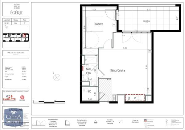 Appartement à louer 2 pièces 48.41m² Béziers (34500)