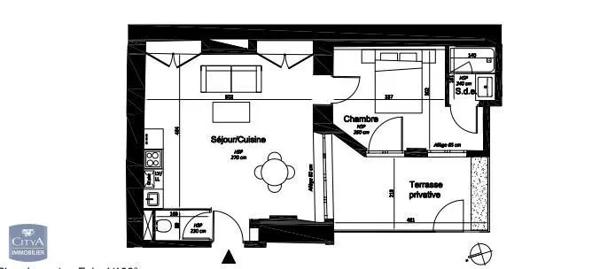 Appartement à louer 2 pièces 41.42m²