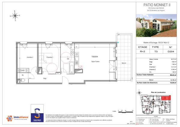 Location Appartement 3 pièces 63.77 m² - Morières-lès-avignon 84310