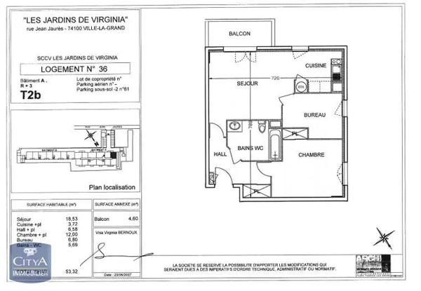 Appartement à vendre 3 pièces 53m² Ville-la-Grand (74100)