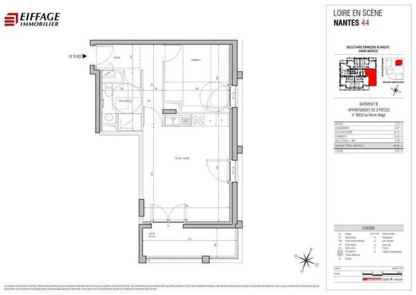 Appartement 2 pièces                                        - 44200 Nantes Réf : 12538