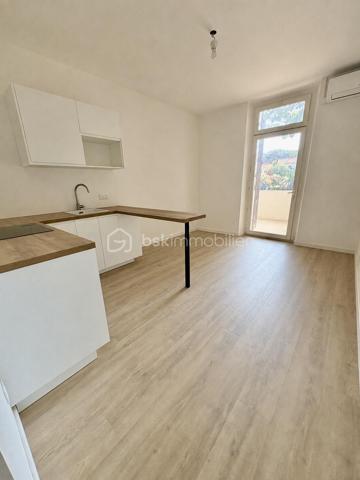 Cet appartement a été entierement rénover ,quartier Pont de Fabre au rdc avec deux terrasses une à l'est de 9,50m2 et une autre de 9m2 à l'ouest.
la pièce de vie est ouverte sur la cuisine et une chambrette avec salle d'eau .
une cave de 8m2 complete ce bien .
à visiter rapidement , idéal premier achat ou investissement locatif