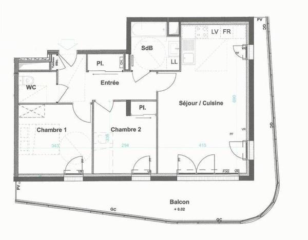 Appartement 3 pièces - 44800 Saint-Herblain
