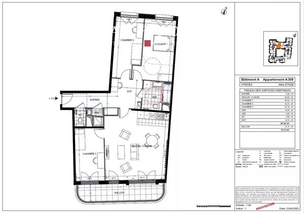 LEVALLOIS – appartement 4 pièces traversant avec balcon, idéalement situé