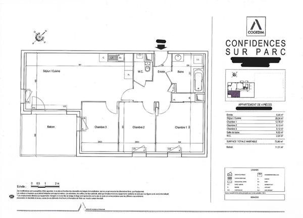 Appartement Nantes 4 pièces 73.90 m2 PROCÉ BREIL