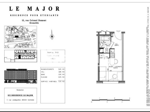 Location Studio 17.75 m² - 15 RUE COLONEL DUMONT Grenoble 38000