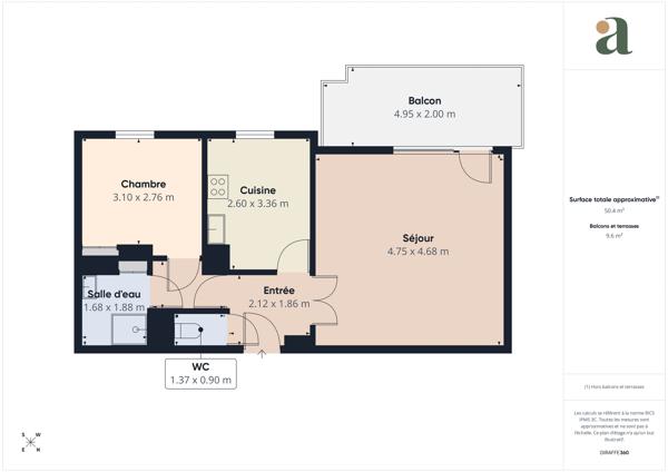 Grand 2 pièces avec terrasse et garage en vente à Bron (69500)