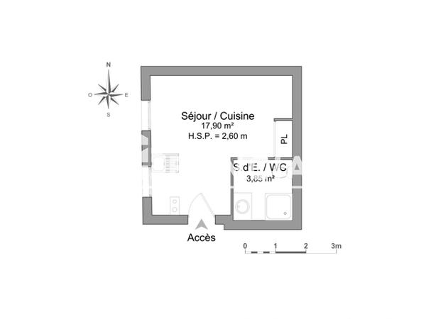 Location Studio 21.75 m² - 22 RUE DE LA MARINE Rochefort 17300