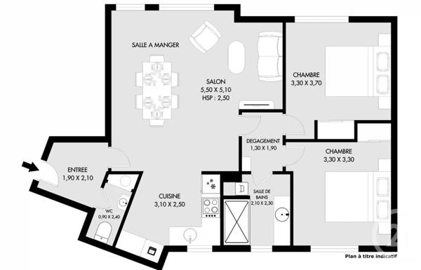 Appartement F3 à vendre  3 pièces - 67 m2 PARIS - 75018