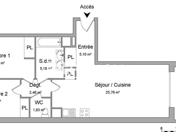 Location Appartement 3 pièces 62.61 m² - 193 A 201 AVENUE CARNOT Cenon 33150