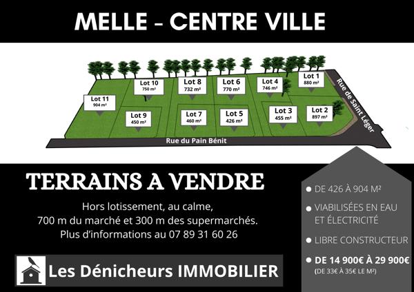 11 parcelles à bâtir en plein centre ville de Melle