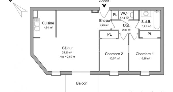 Location Appartement 3 pièces 64.72 m² - ÉMerainville 77184