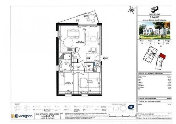 Appartement 3 pièces - 44700 Orvault