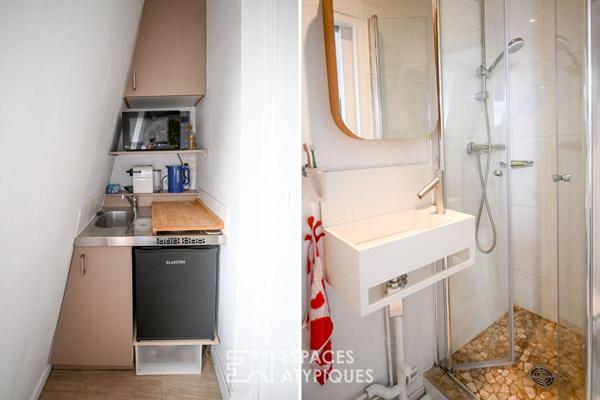 Chambre de service aménagée en studio avec vue sur Tour Eiffel