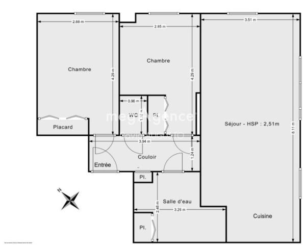 Appartement à LYON 7E ARRONDISSEMENT, 69007 - 3 pièces 60m²