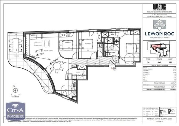 Appartement à vendre 4 pièces 86.81m² Roquebrune-Cap-Martin (06190)