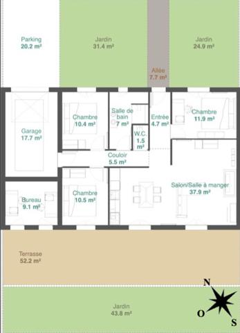 Maison rénovée 96 m2 -3/4 chambres - sur parcelle sur 371 m2, Sainte soulle 17220