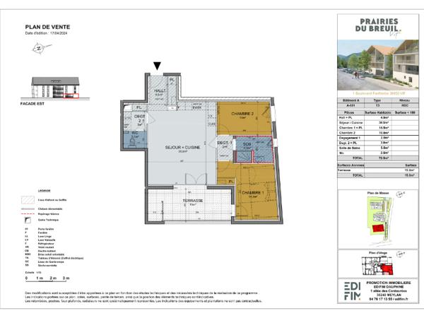 Appartement 3 pièces - 73 m²