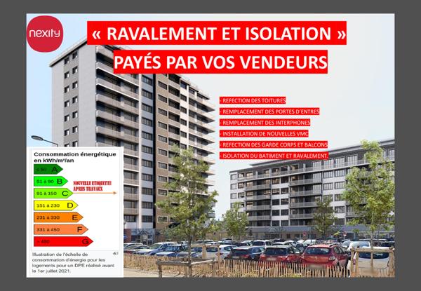 Résidence ravalée et isolée, lumineux 3 pièces de 68 m²