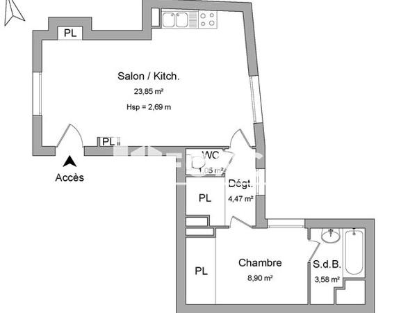 Location Appartement 2 pièces 41.85 m² - 110 GRANDE RUE Le Mans 72000