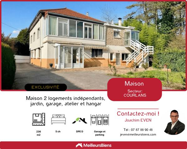 Maison de 236 m2 avec 2 logements, jardin et atelier