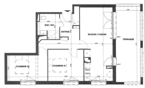 Appartement 3 pièce(s) 2 chambre(s) 60.13 m²