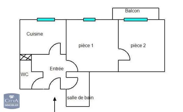 Appartement à louer 2 pièces 39.49m²