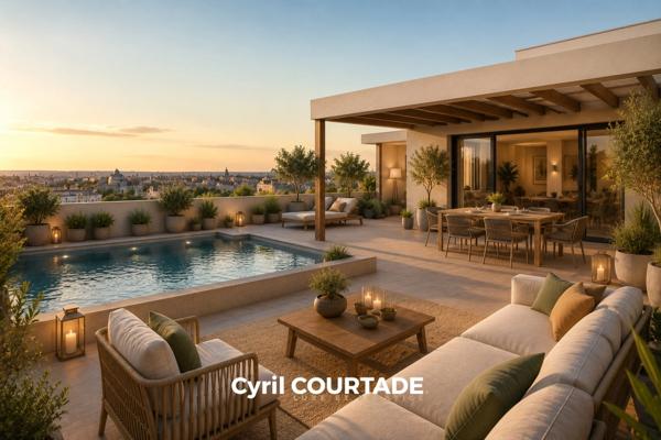 Montpellier, Dpt Hérault (34), Appartement Rooftop d'exception de 120 m². Terrasse 116 m²