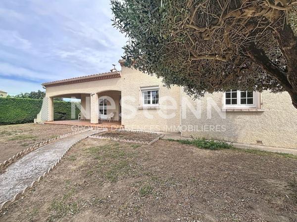 Villelongue De La Salanque - A VENDRE Villa Plain pied en 4 faces de 6 pièces avec jardin et garage
