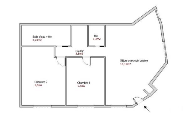 Appartement F3 à vendre  3 pièces - 47 m2 PARIS - 75013