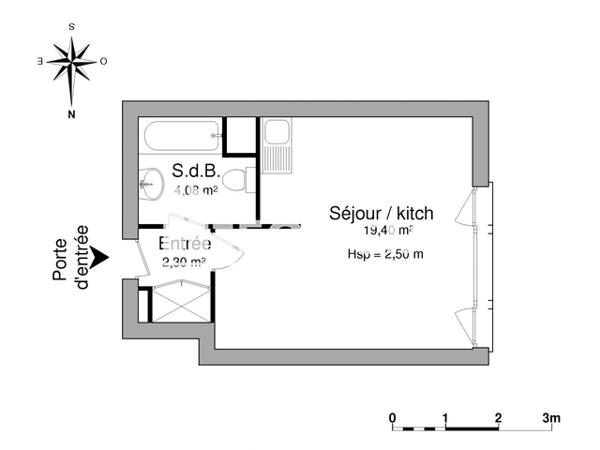 Location Studio meublé 25.78 m² - BATIMENT C Tours 37000
